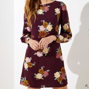 New. Ann Taylor LOFT Floral Cuffed Shift Dress